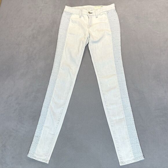 Rag & Bone Jeans Size 26 Sachiko Bleach Crochet Side Skinny Denim Light Wash - Picture 2 of 11